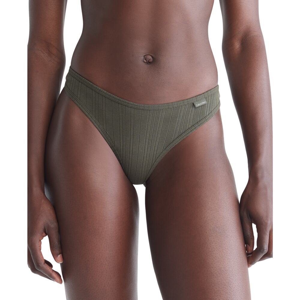 Calvin Klein Women's Ribbed Thong QD3884 Money Tree Green Size XL
